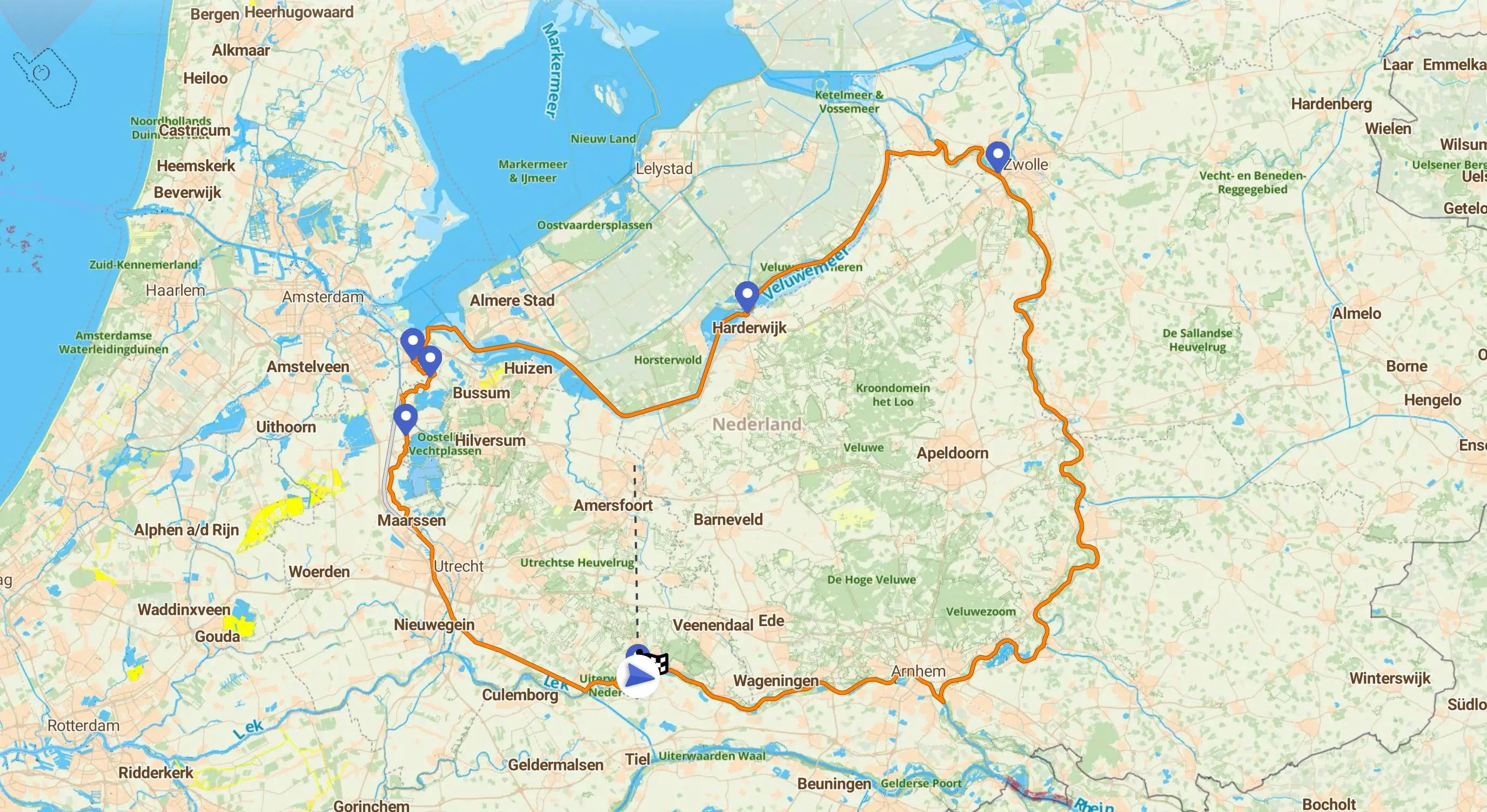 Vaarroute over de Nederrijn naar Arnhem v2